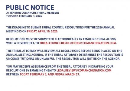Tribal Council Resolutions Deadline