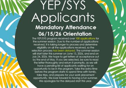 YEP/SYS Applicant Mandatory Orientation