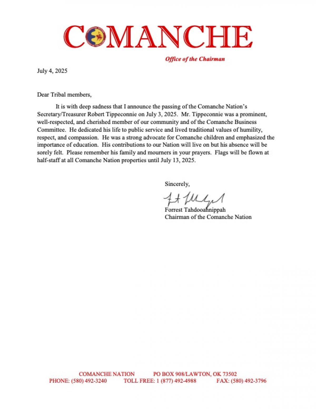 A Message From the Office of the Chairman