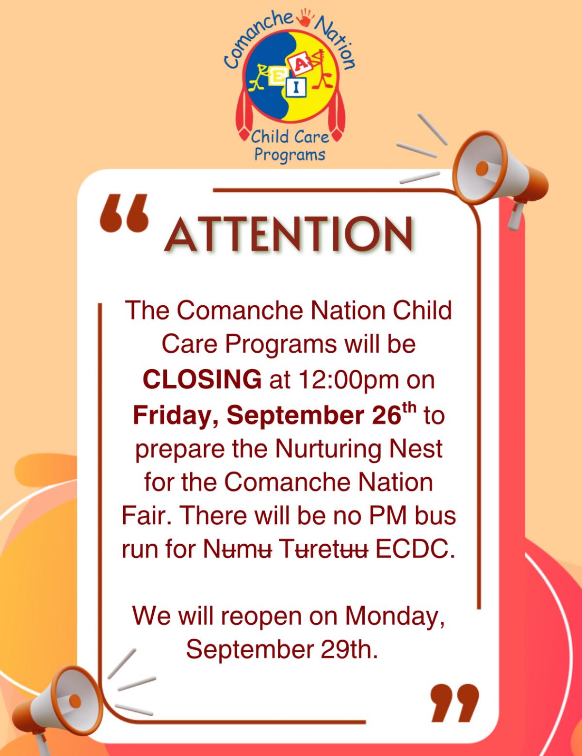 Child Care Closure 9.26.25