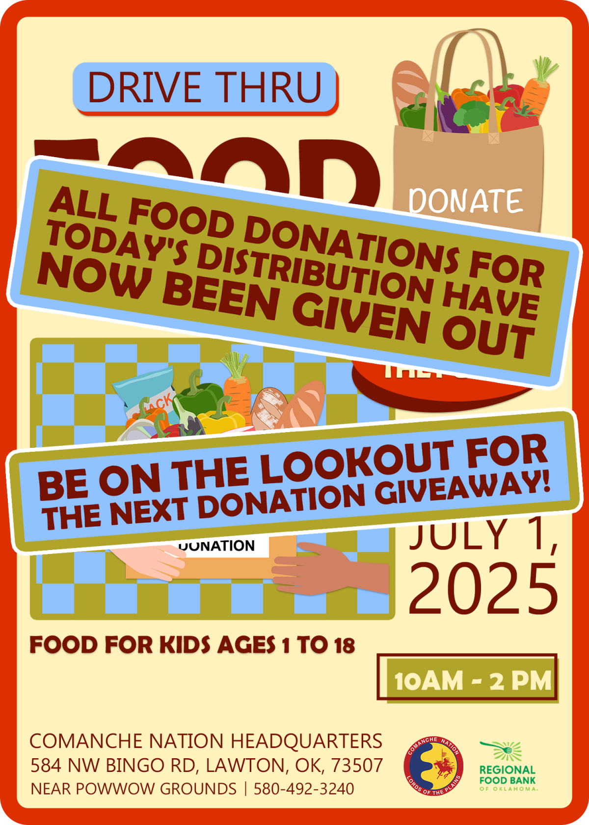 ATTENTION: Food Giveaway Has Concluded!