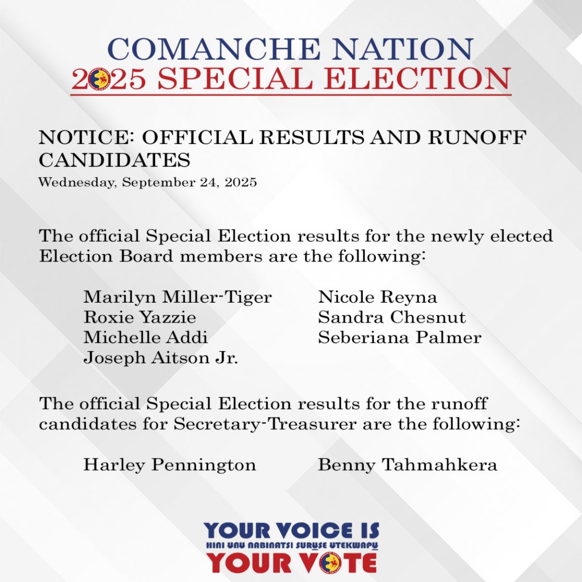 Official 2025 Special Election Results