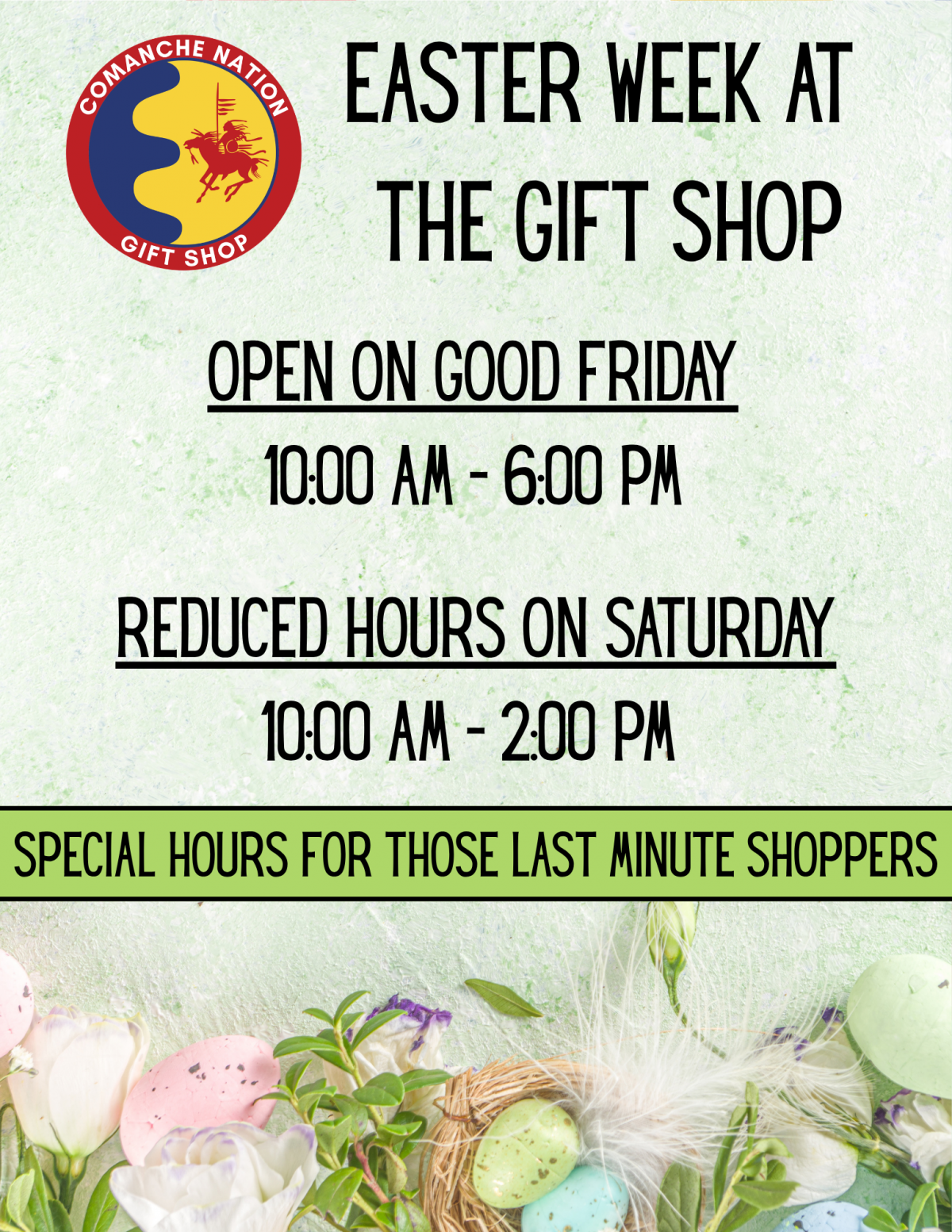 Gift Shop Easter Weekend Business Hours 