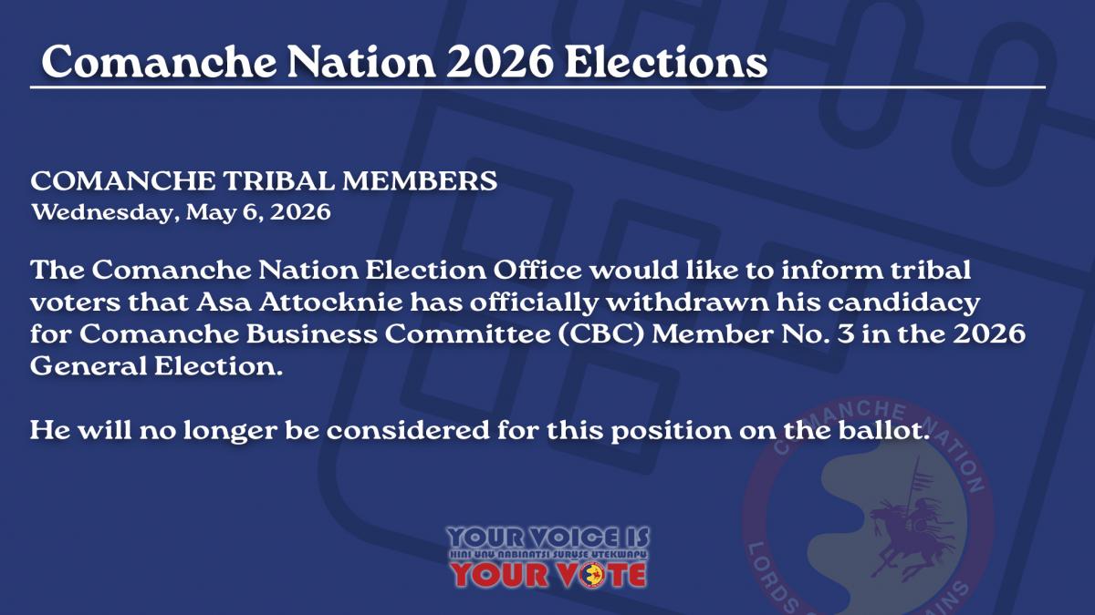CBC No. 3 Candidate Withdraws from Election