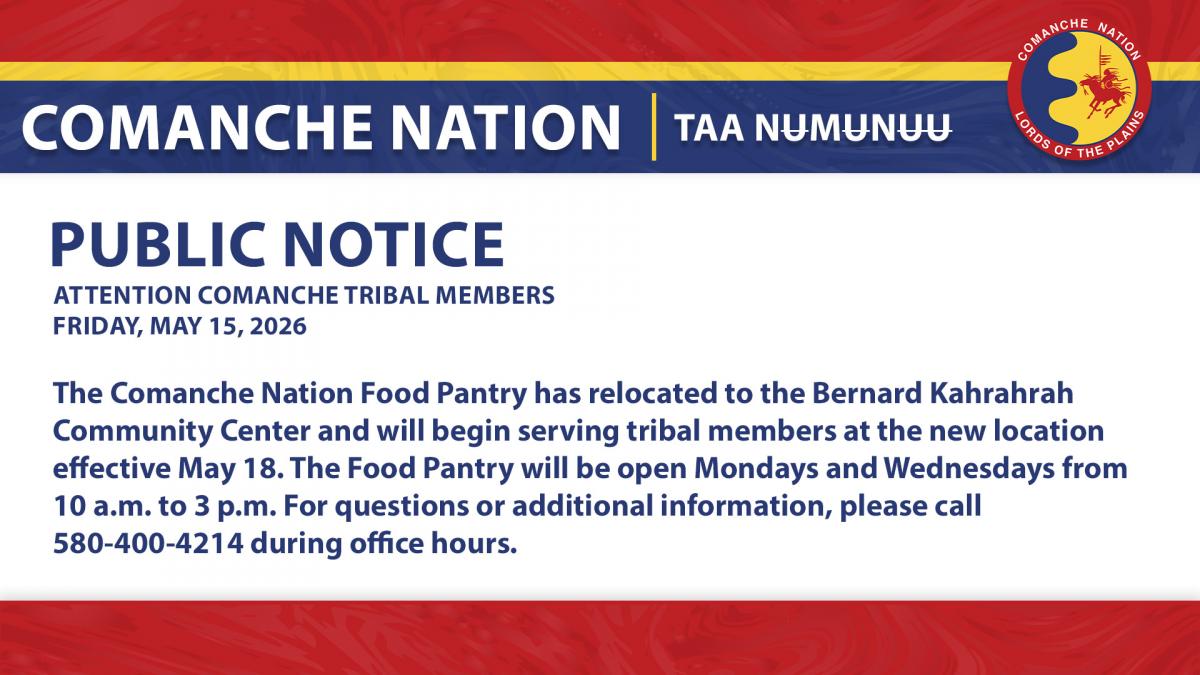 Comanche Nation Food Pantry Has Relocated