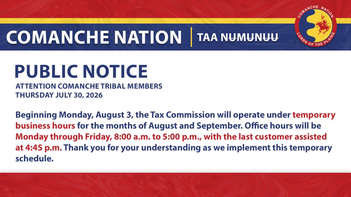 Tax Commission Temporary Business Hours
