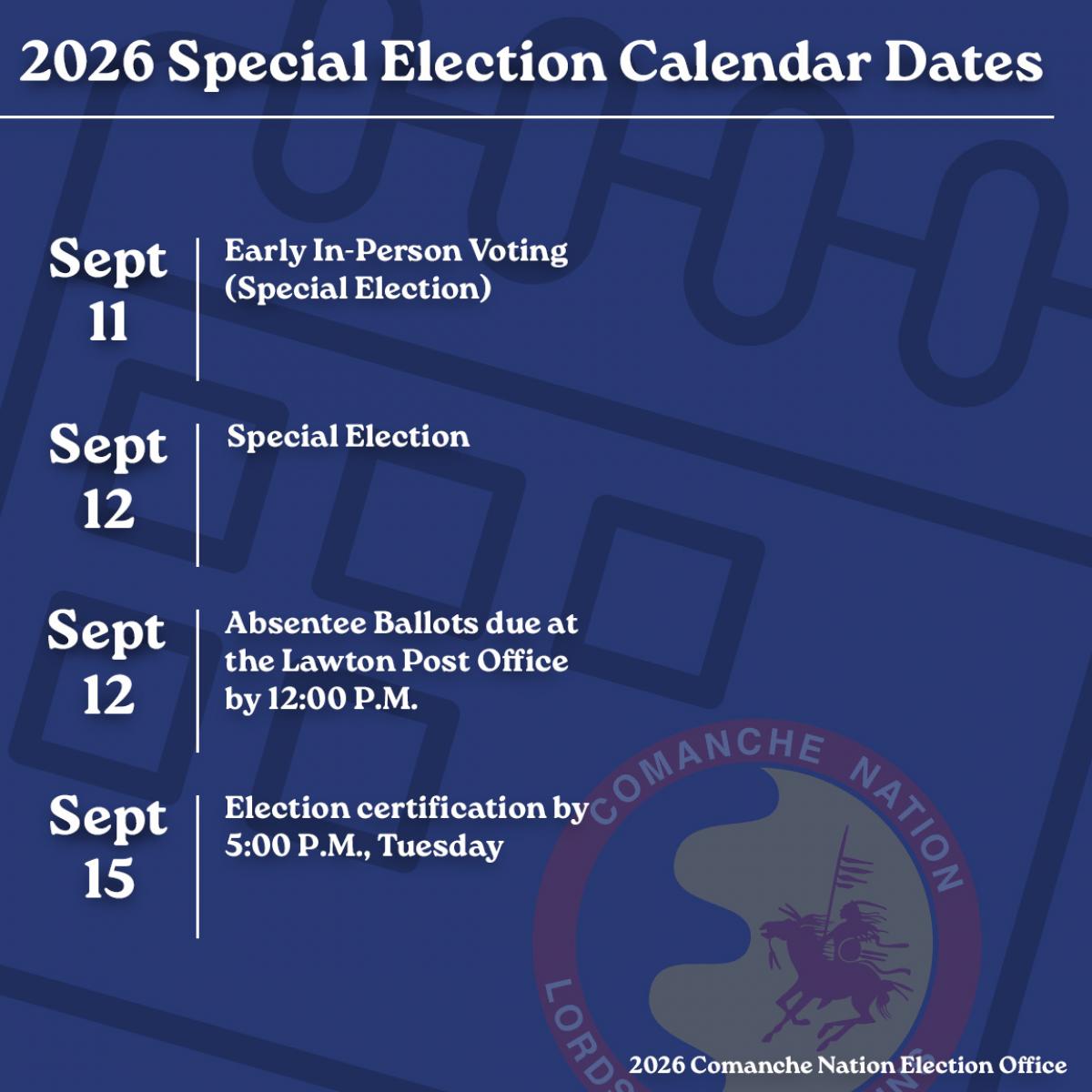 2026 Special Election Calendar Dates