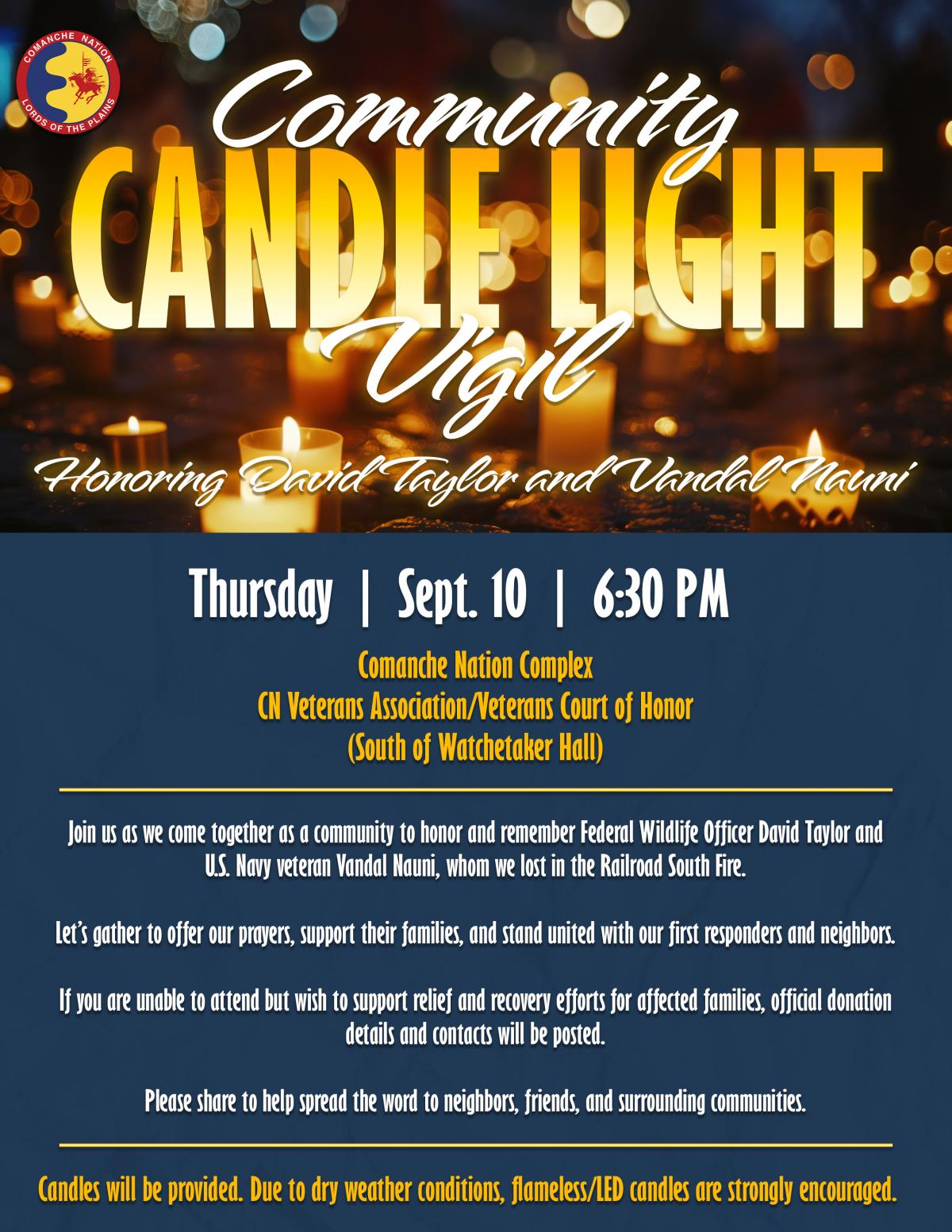 Candle Light Vigil, Honoring David Taylor and Vandal Nauni
