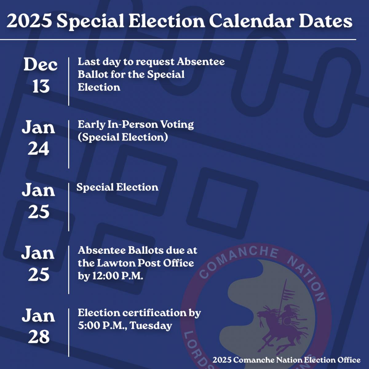 Special Election Calendar