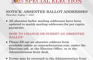 NOTICE: Absentee Ballot Address Changes