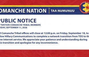 Comanche Nation Early Office Closure 9.18.26